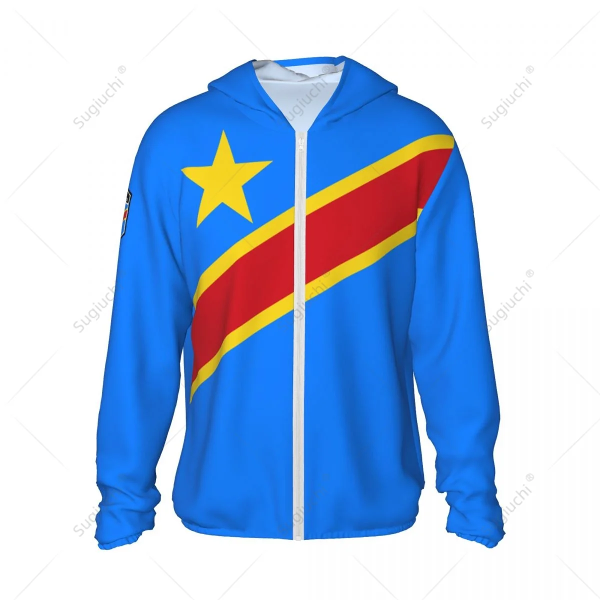 Democratic Republic Of Congo Sun Protection Hoodie Sunscreen Clothes Fishing Cycling Running Quick Dry  With Zipper Polyester