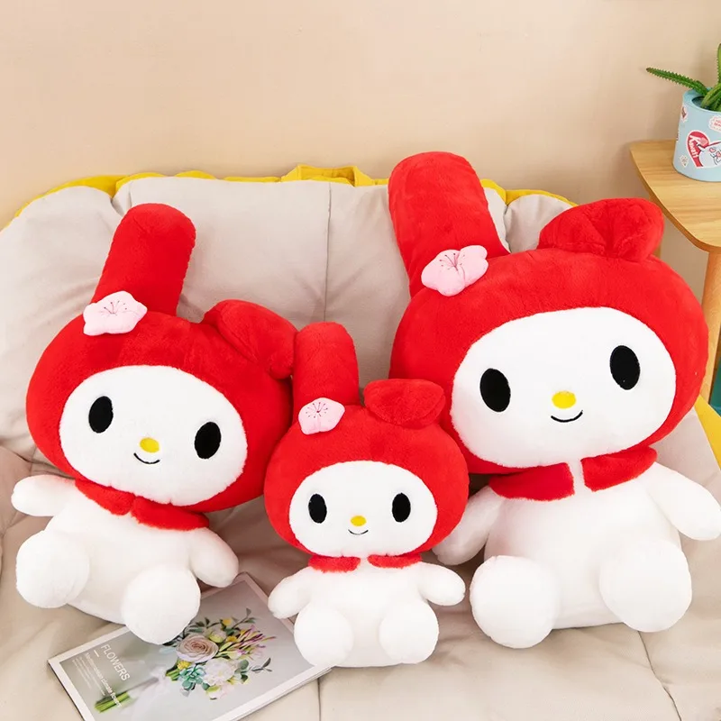 

60 см Большой размер Sanrio My Melody аниме плюшевая кукла мультяшный персонаж изображение красных ушей форма украшение комнаты праздничный подарок для девочки