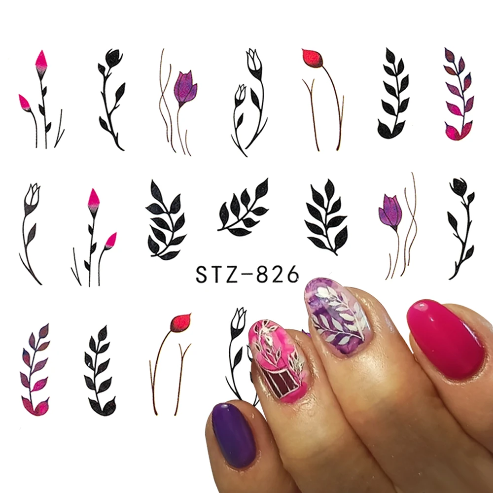 Pegatinas de flores de mariposa de acuarela azul 3D, tatuajes, envolturas deslizantes, manicura, tema de verano, decoración de Arte de uñas, venta