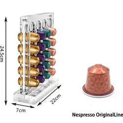 Soporte de acrílico para cápsulas de café Nespresso, estante de almacenamiento de cápsulas, torre de refrigerador, original, 20/48 piezas