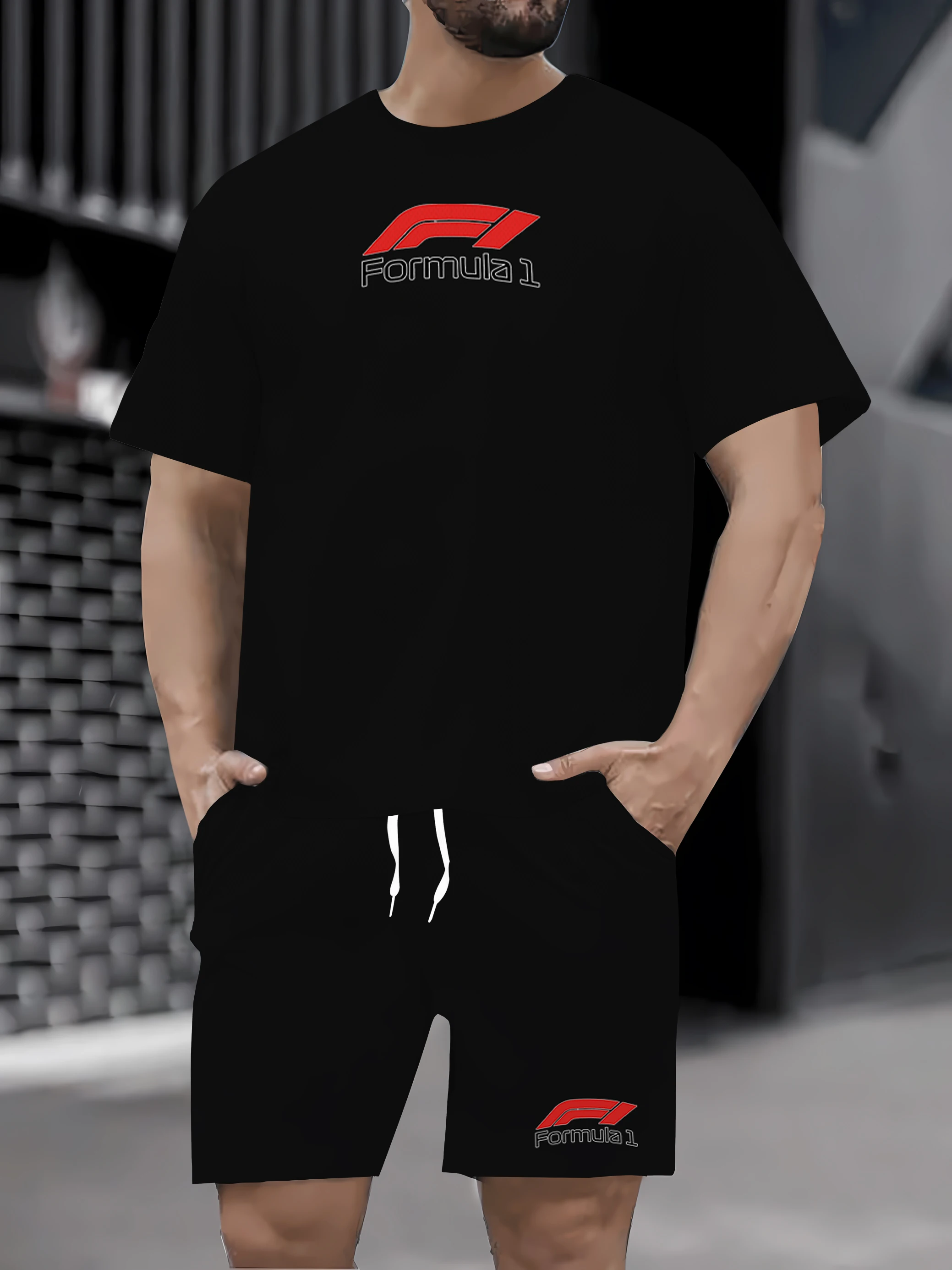 

Новые летние мужские шорты-футболки, комплект из 2 предметов с карманами для повседневного комфорта, свободного кроя, дышащий стиль на шнурке