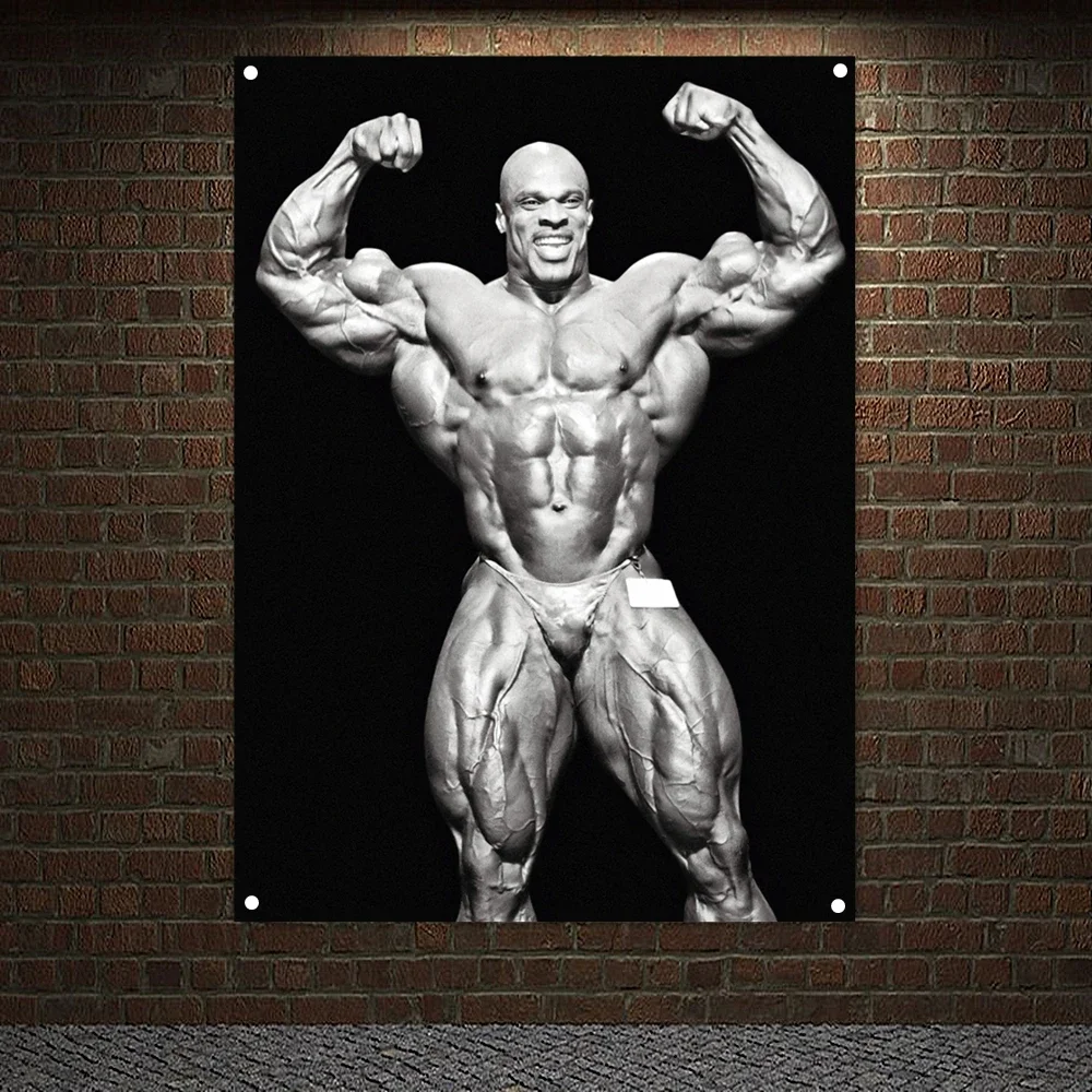 Affiche Inspirée à 4 Œillets, Décoration Murale Personnalisée, Stade, Gym, Banderole d'Entraînement pour Homme Musclé, C3