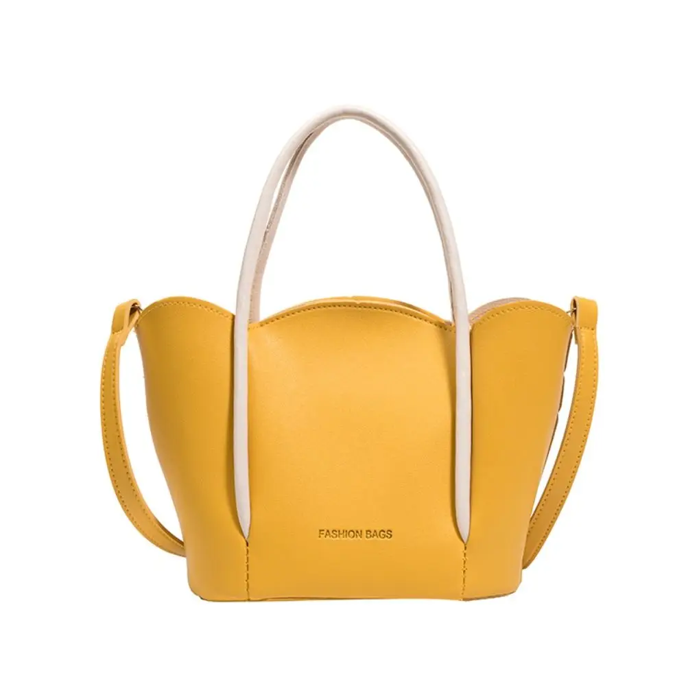 The New Petal Shoulder Bag PU Material Zipper Handbag Oval Bucket Bag