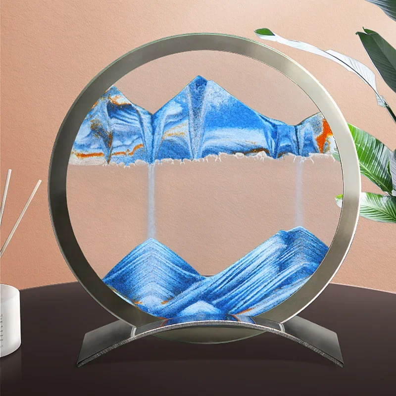 

Moving Sand Art Picture Round Glass Quicksand 3D Sandscape In Motion Display Flowing Sand Frame Sand Painting Christmas Gifts