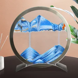 Moving Sand Art Picture Round Glass Quicksand 3D Sandscape In Motion Display Flowing Sand Frame Sand Painting Christmas Gifts
