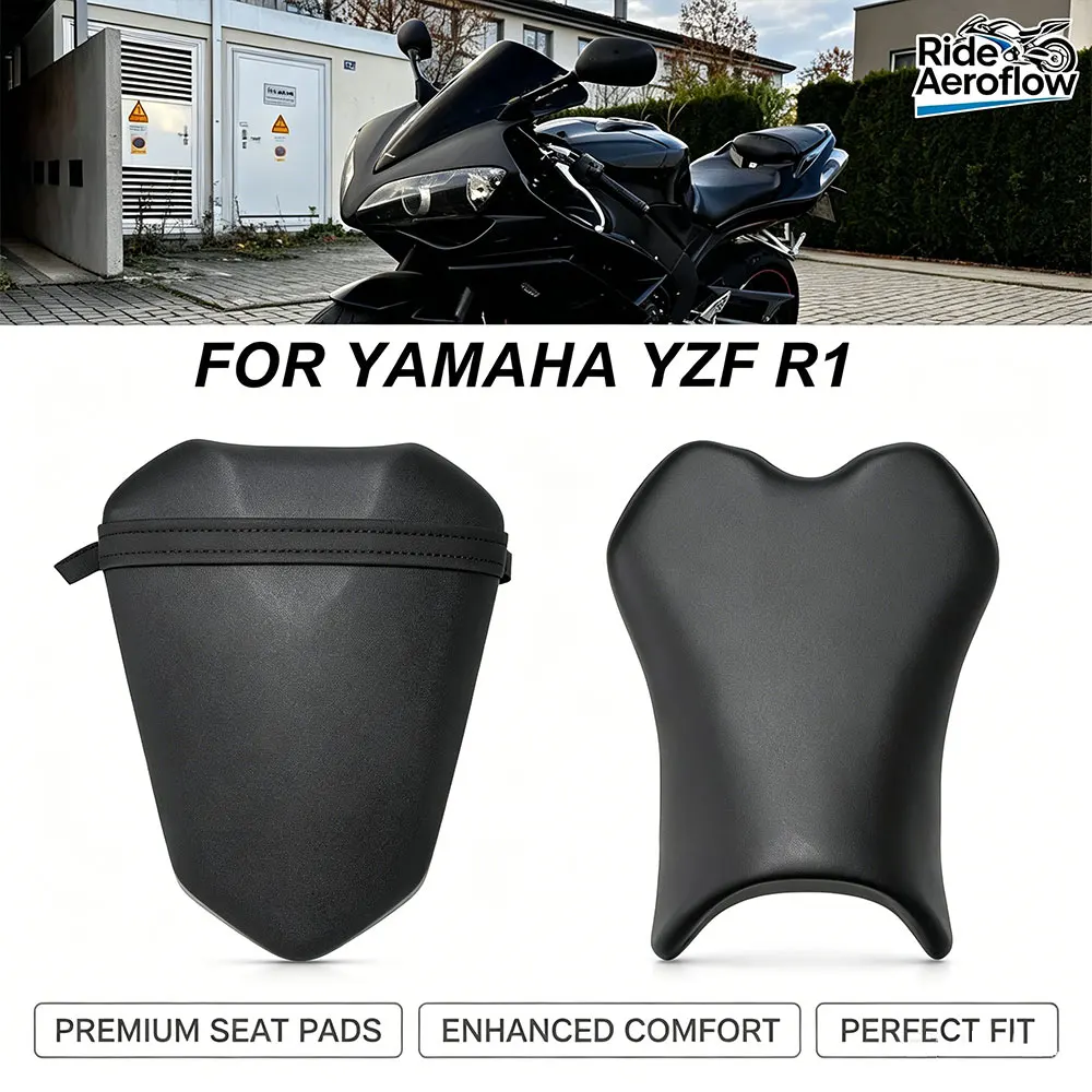 Fit for YAMAHA YZF R1 YZF-R1 YZFR1 2007 2008 Motorcycle Black Leather Front Rear Driver Rider Passenger Seat Saddle Cushion