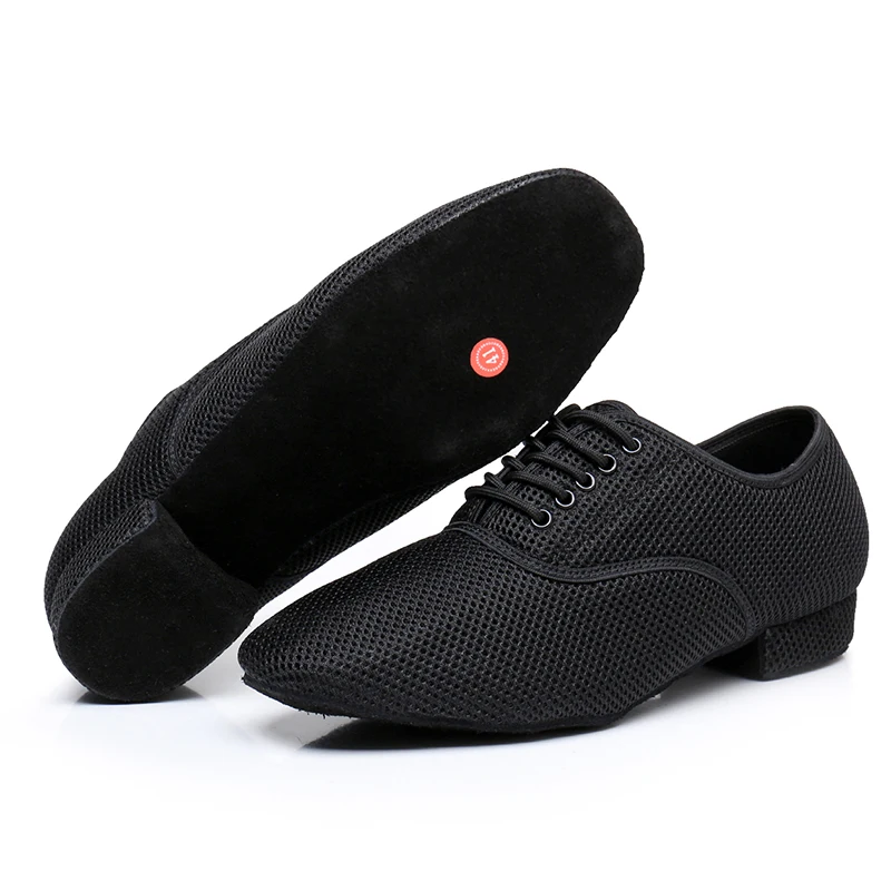 Men Modern Dance Shoes Boys Canvas Latin/Tango/Ballroom Shoes Rubber/Soft Sole Low Heels Man Dancing Shoes Black Professional