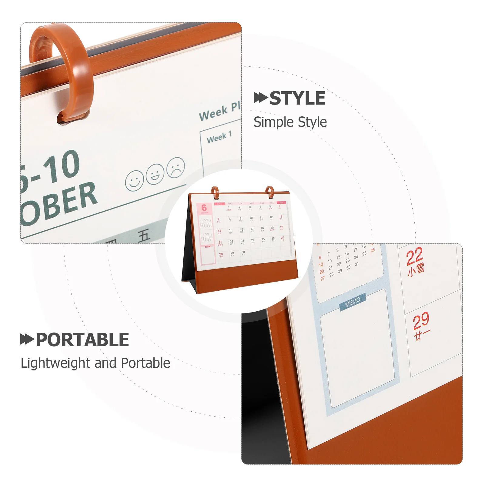 2026 Mini Desk Orange: Pu Standing Horse Year Tabletop Calendar For Office Home Use Portable Monthly Planner Block Flip Calendar