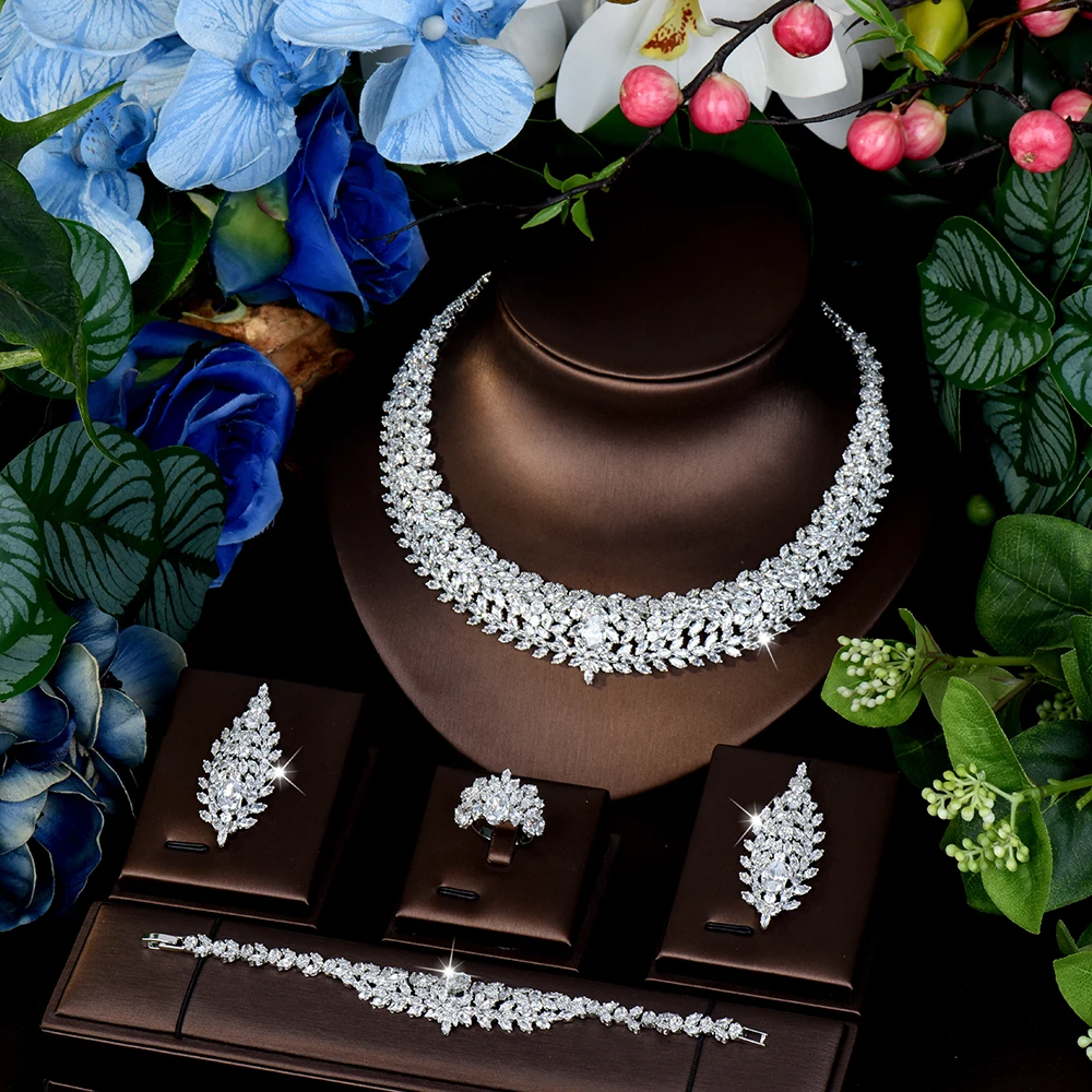 

HIBRIDE 2025 New Arrivals Fashion Dubai Luxury 4 Piece Necklace Earrings Women Jewelry Set Banquet Host Festival Wedding S-826