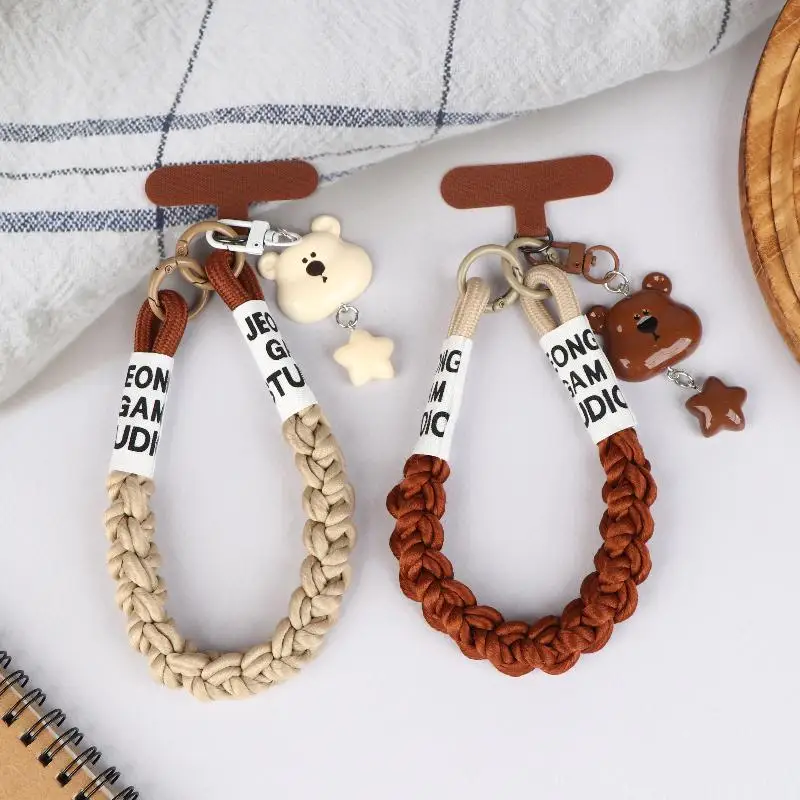Y2K Tali Ponsel Bentuk Kepala Beruang Kartun Lucu Gaya Ins Serbaguna Rantai Ponsel Anti Hilang Gelang Gantungan Kunci Hadiah