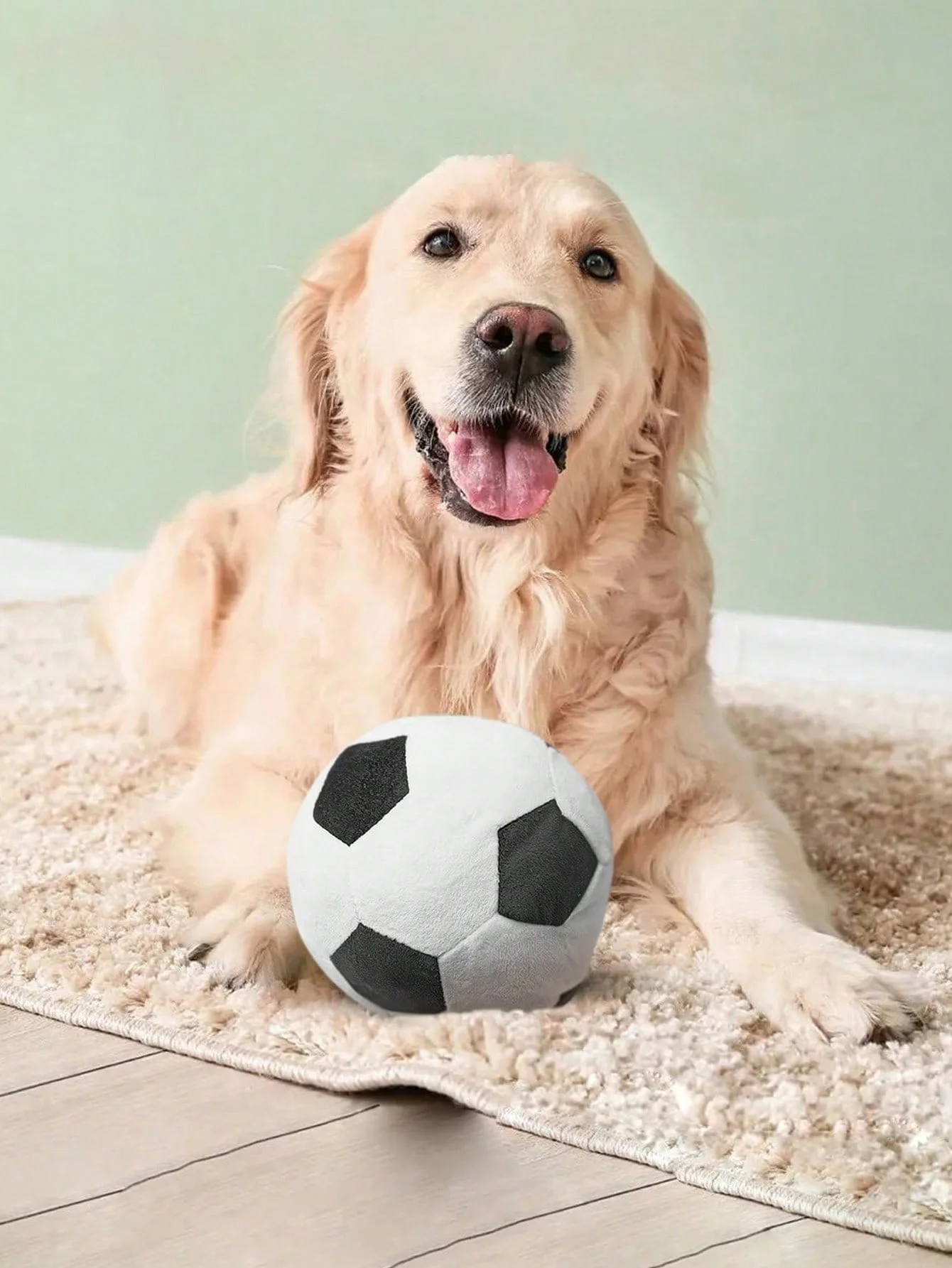 1 Fußballförmiges Hundeplüschtier mit Saugnapf, simuliert das Kauen von Fußballspielzeugen, lindert Langeweile und ist ein interaktives Spielzeug, weich und