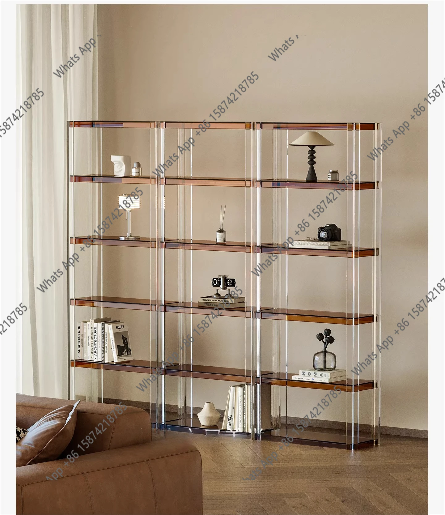 Bookshelf Advanced floor-to-ceiling shelf Bookcase integrated against the wall Storage combination Display shelf Ancient style