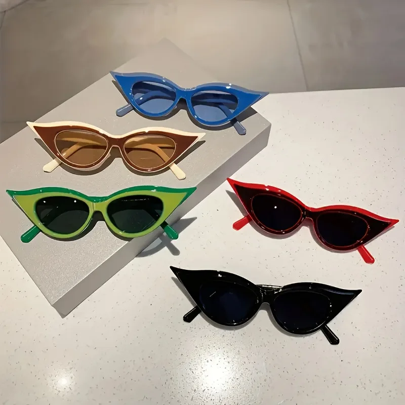 Stylish Sharp‑Point Cat‑Eye Sunglasses Trendy Y2K Retro Two-tone Frame UV400 Fashion Party Street‑wear Outdoor Sunshade Unisex