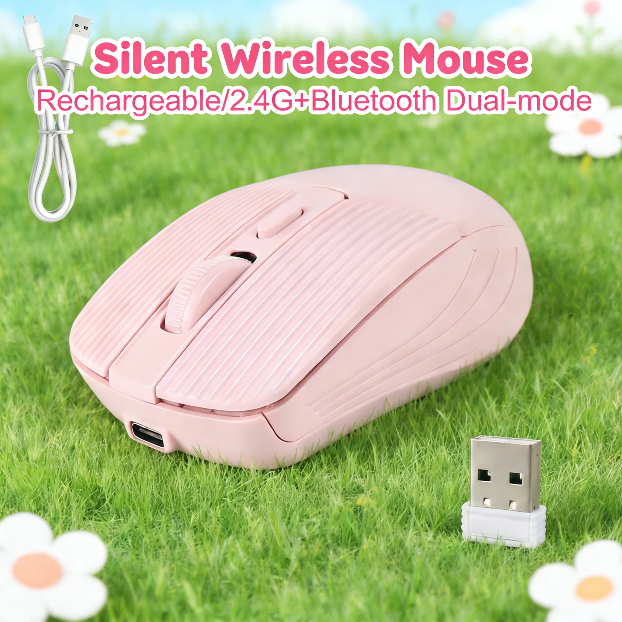 Wireless Silent Computer Mouse Bluetooth 2.4G Dual-mode Ergonomic Rechargeable Morandi Color Mice for Office Laptop PC