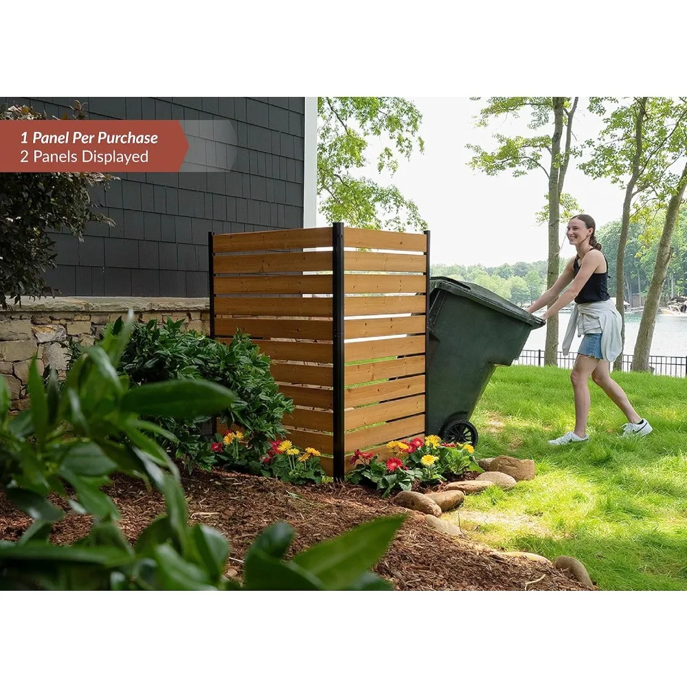 EC18022 5ft H x 3.2ft W Concord Wood Outdoor Privacy Fence Screen, Perfect to Hide Trash Cans (1-Panel)