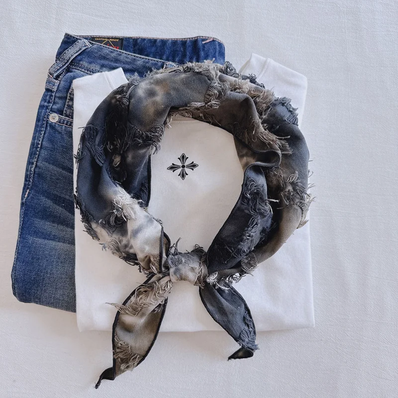 

-style gradient tie-dye cotton scarf women, thick with tassels, punk unisex style neck scarf,-hop