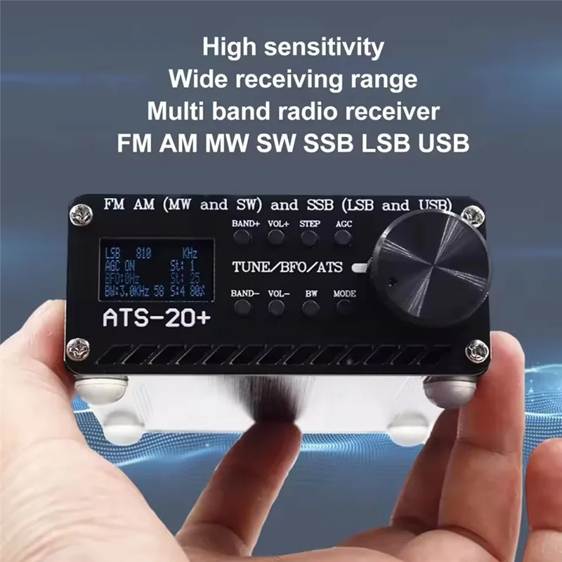 ABZV-Easy To Read Ricevitore digitale portatile ATS 20+ Radio World Band professionale per la casa per ricevitore esterno