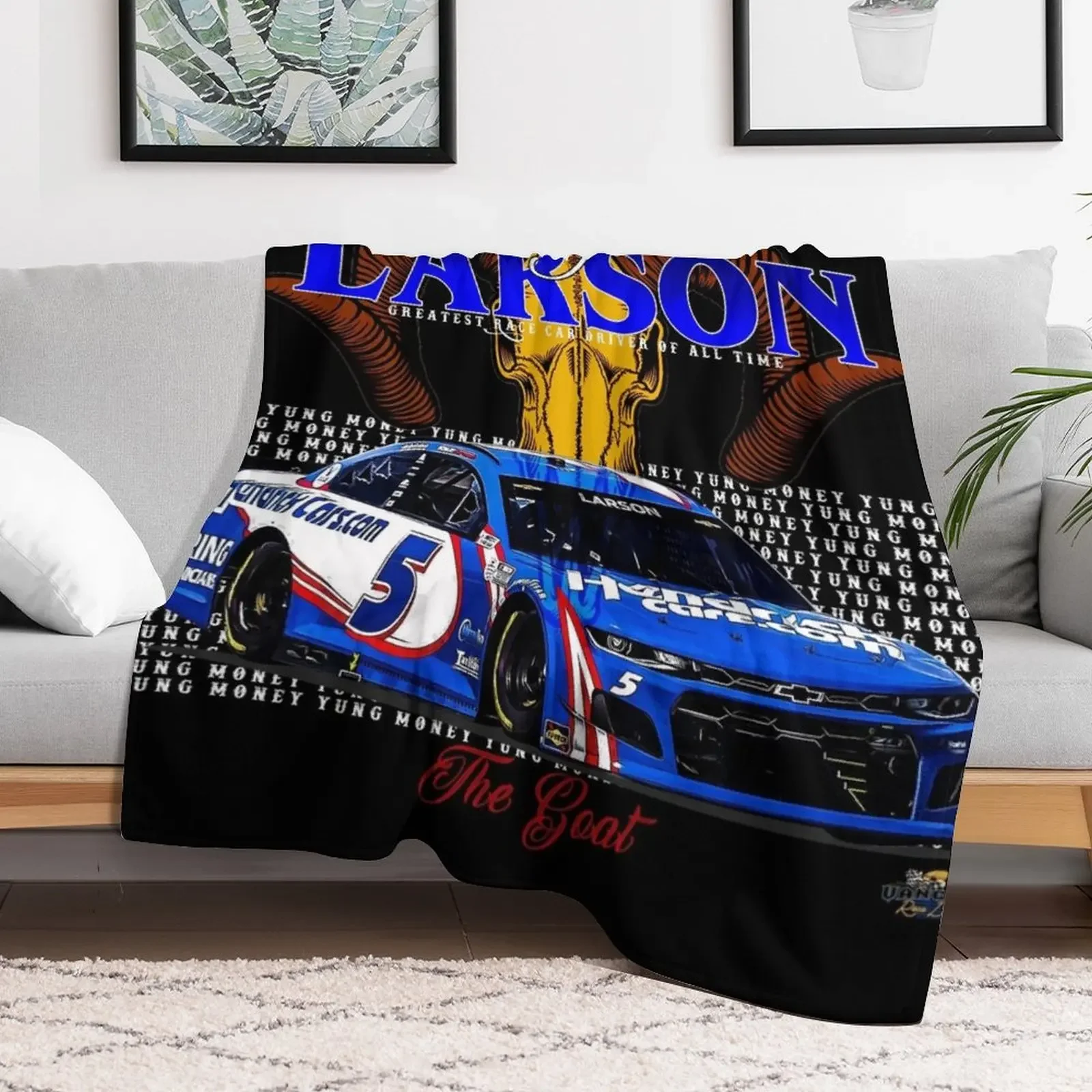 The GOAT Kyle Larson Throw Blanket Flannel Furry Blankets