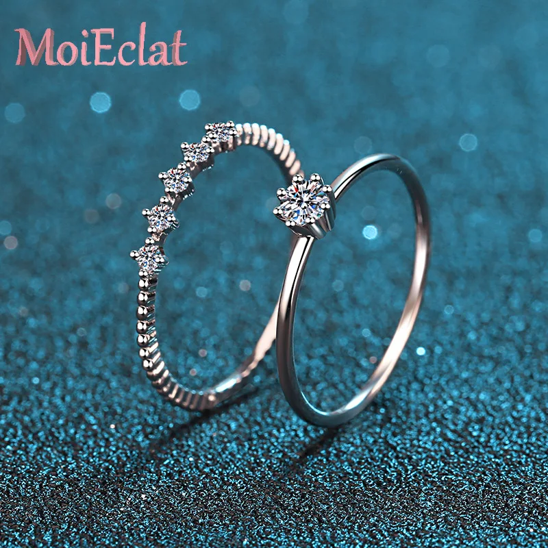 

Luxury High-quality Platinum Pt950 Ring for Women with 0.1ct Moissanite, Fashion Cabochon Diamond Band Fine Jewelry Gift