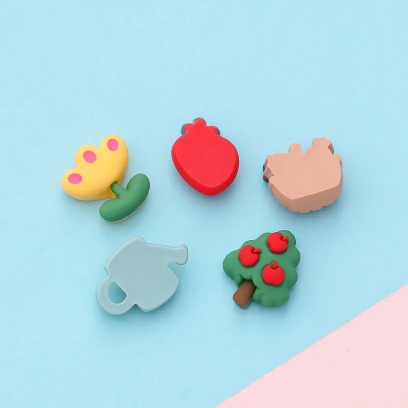 5pcs miniso cute flower tree cartoon resin flatback cabochons for diy jewelry making handmade crafts materials