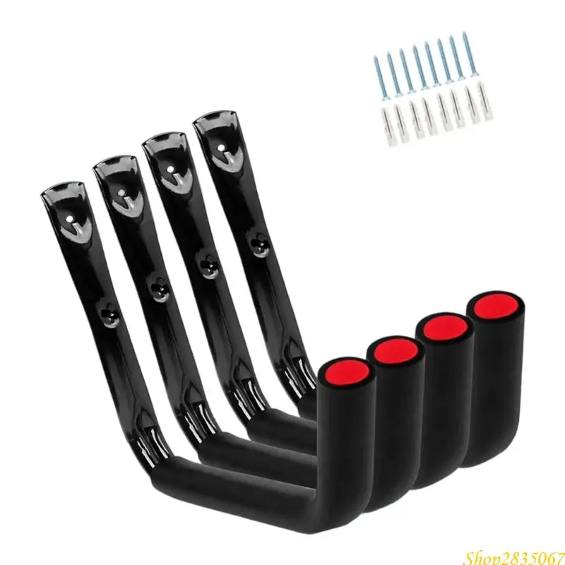 4 Industrial Strength Wall Hooks Organize Bikes Canoes Gardening Tools Garage Storage 831F