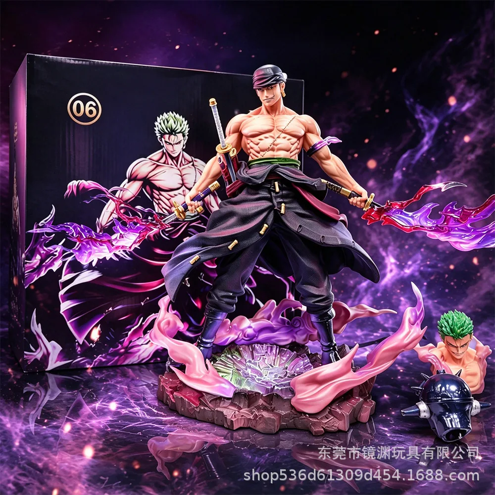 

New ONE PIECE Zoro Anime Figures 27cm Roronoa Zoro Figure King of Hell PVC Statue Desktop Collection Model Toys Birthday Gifts