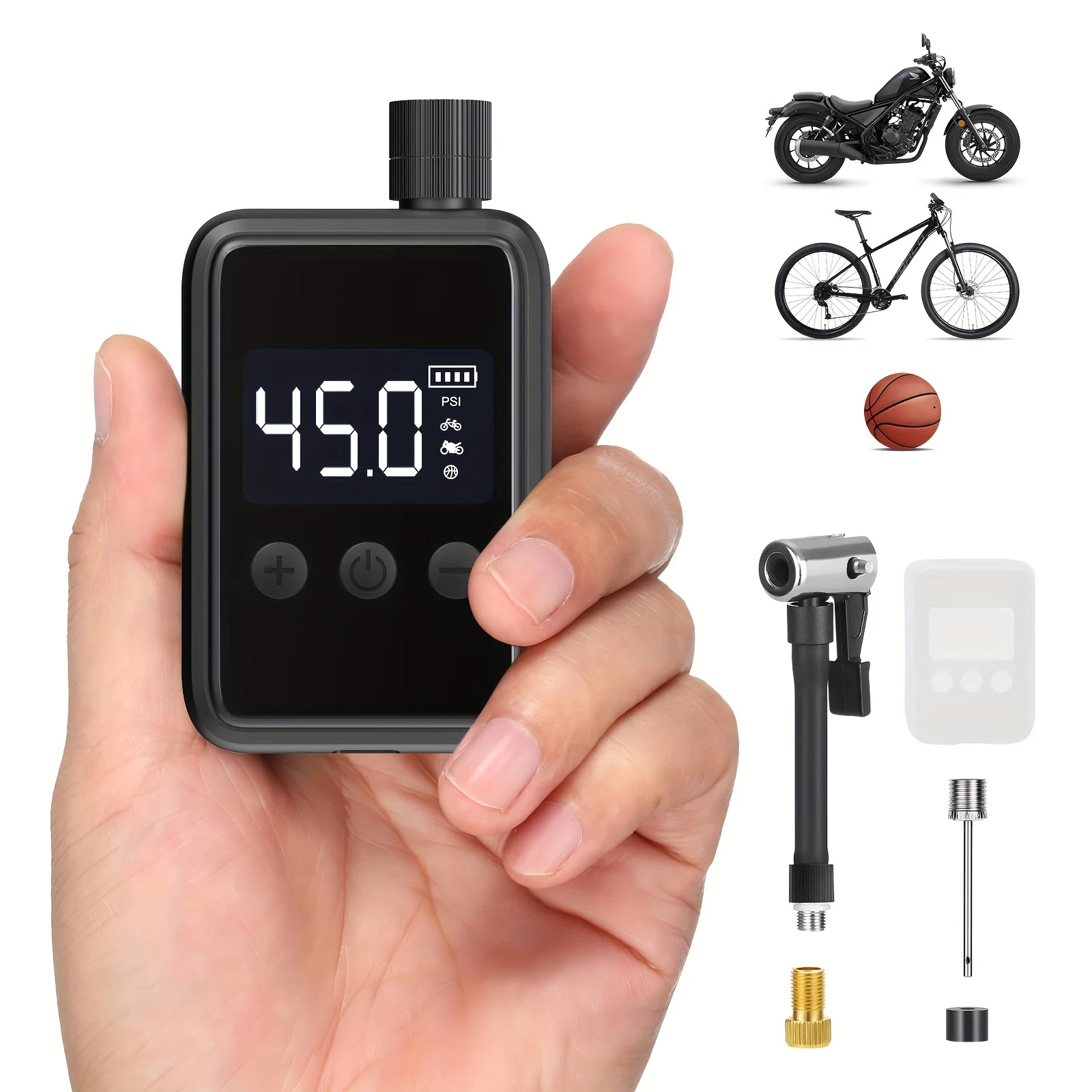 

Bike Pump Electric Portable Bicycle Pump, Max 150 PSI Mini Tire Pump with Digital PSI Pressure Gauge