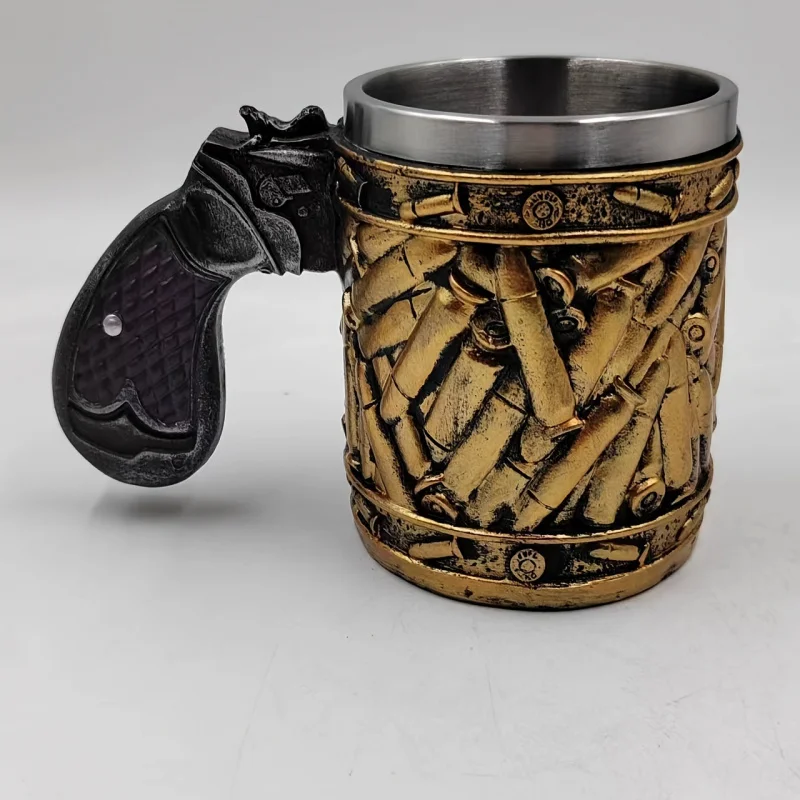 Taza de cerveza con bala de pistola, superventas transfronteriza, taza de café de acero inoxidable para hombre, taza de vino, regalo de Navidad para el Día del Padre