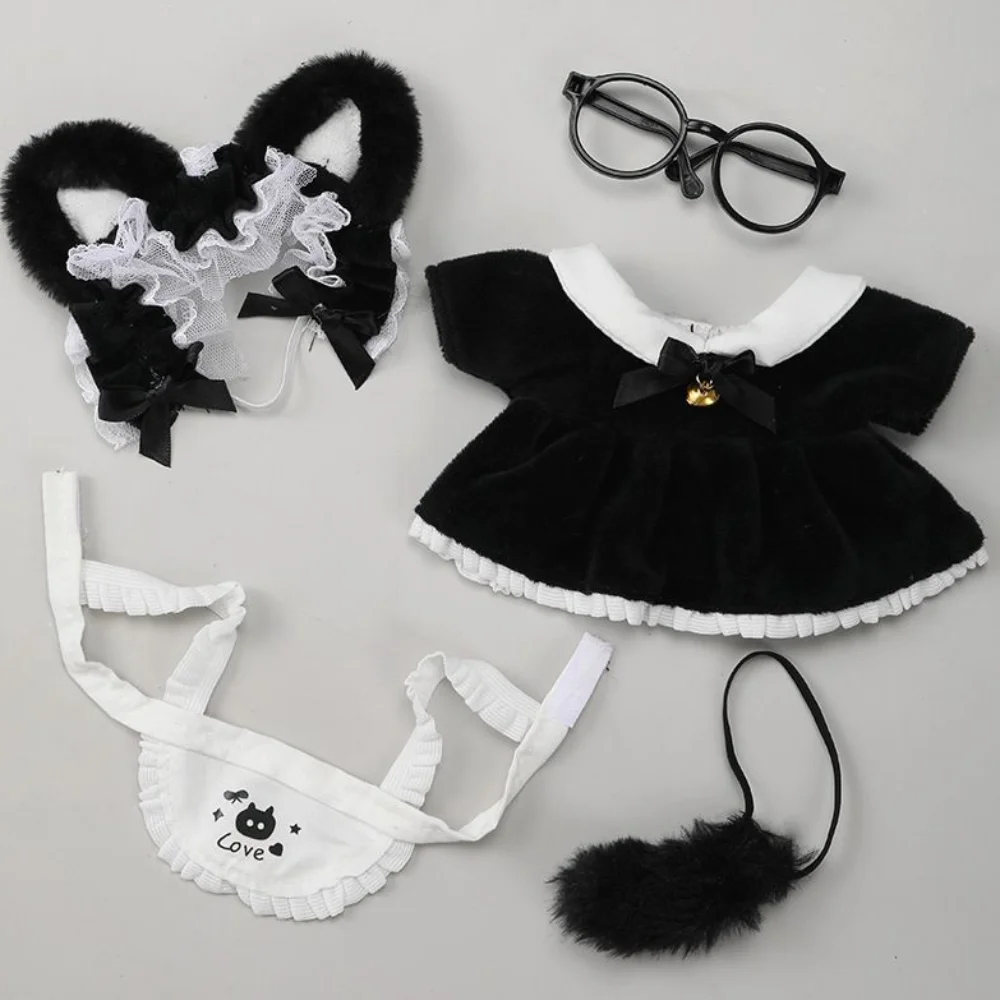 

Хлопковая кукольная одежда с кошачьим хвостом, 10 см, платье горничной, юбка с бантом, хлопковая кукольная одежда, мини-наряд, одежда для куклы, детский подарок