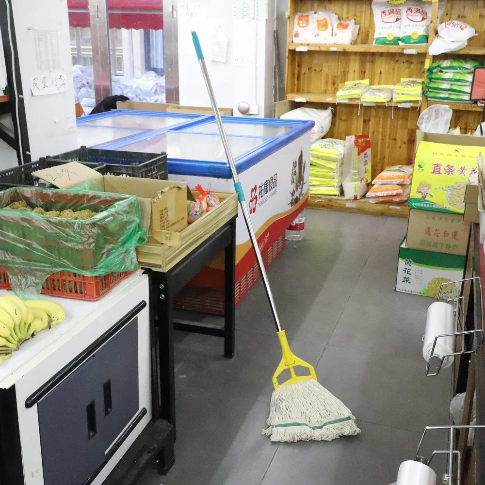 ممسحة مبللة تجارية شديدة التحمل، عمود من الفولاذ المقاوم للصدأ مقاس 67 بوصة، تصميم ذو نهاية دائرية لأقصى اتصال أرضية، عبوتان #6