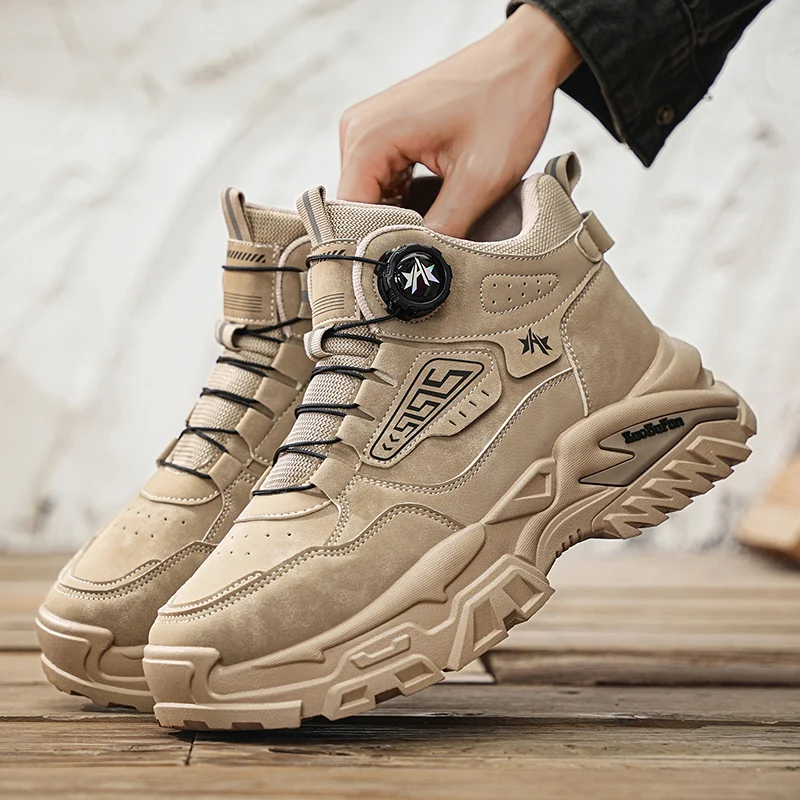 أحذية رجالية عالية الجودة 2025 خريف جديد عصري ماركة أحذية رياضية جلدية متعددة الاستخدامات للرجال في الهواء الطلق المضادة للانزلاق سميكة سوليد #5