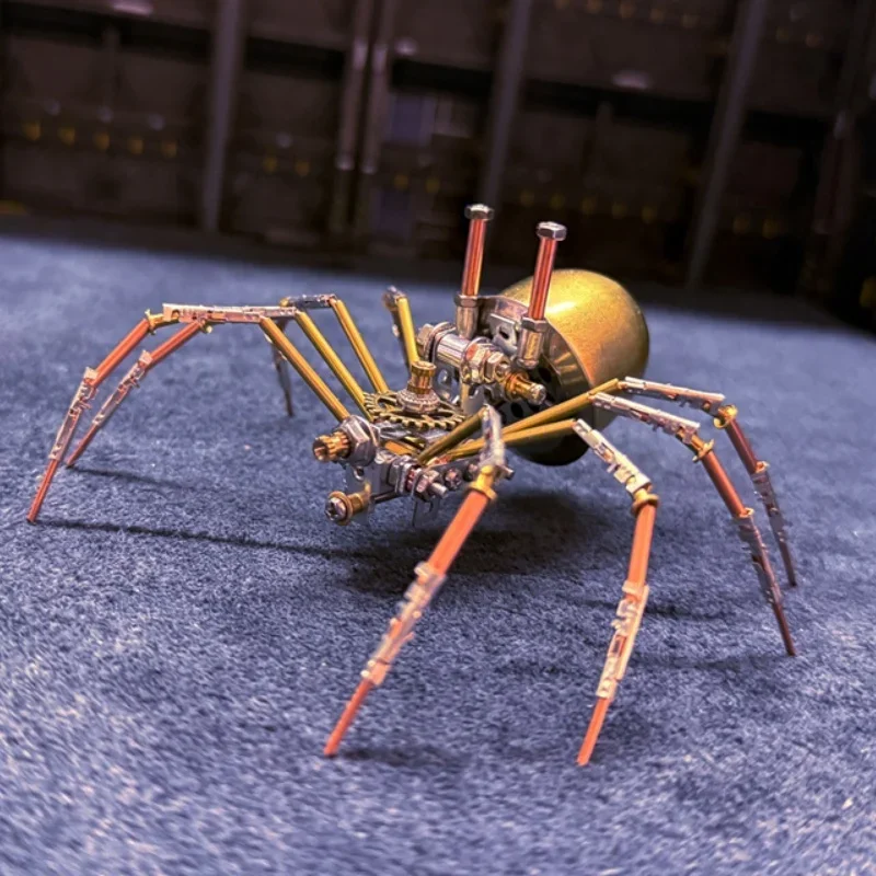 Diy aranha metal modelo kits de construção para adultos crianças cyberpunk insetos mecânicos montagem brinquedo 3d quebra-cabeças brinquedos presente