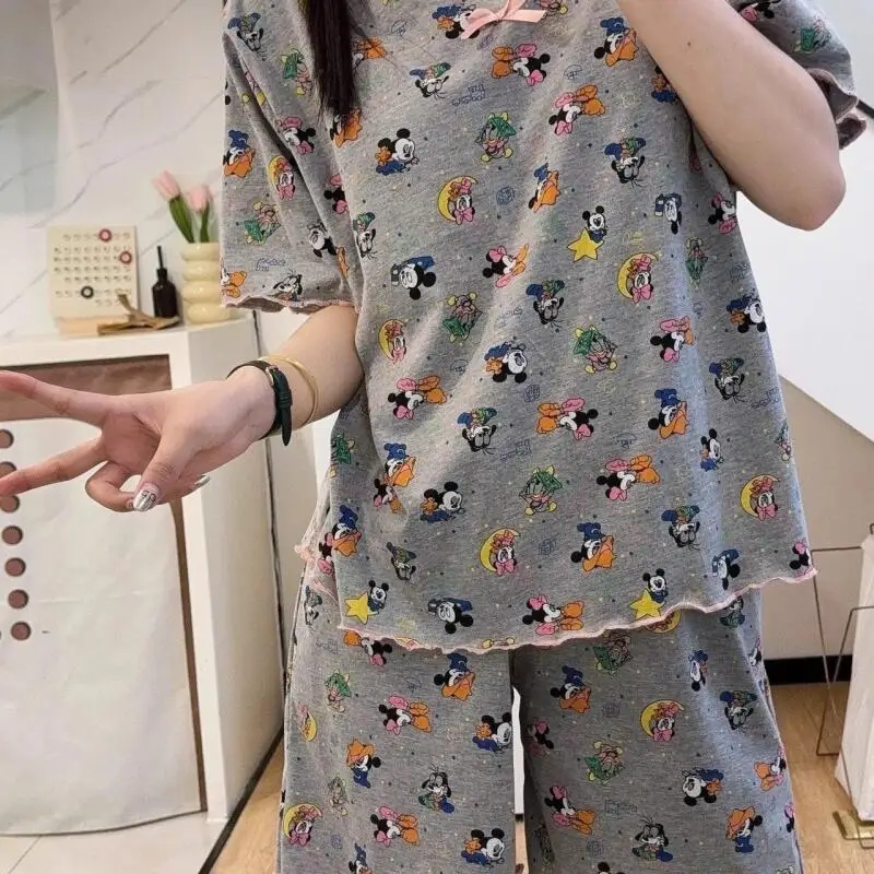 Hot Women's Spring Autumn Lightweight V-Neck Ribbed Short Sleeve Shorts Pajama Set Comfy Soft Home Loungewear Sleepwear