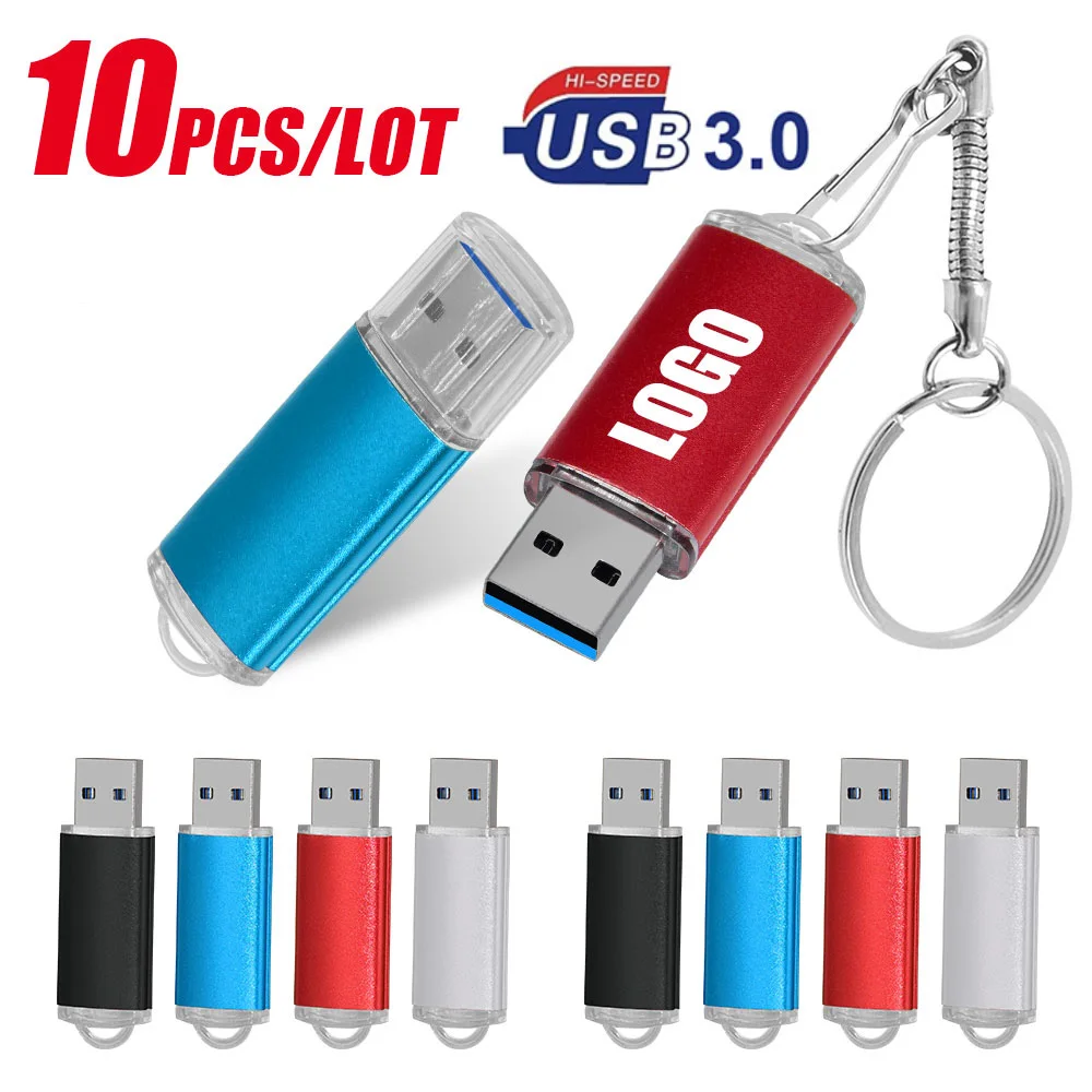 10 Stks/partij Usb 3.0 Flash Drive 64Gb 128Gb Pen Drive 16Gb Pendrive 32Gb Schijf Op Sleutel Usb Stick 32gb 16gb 8Gb Gratis Custom Logo Cadeau