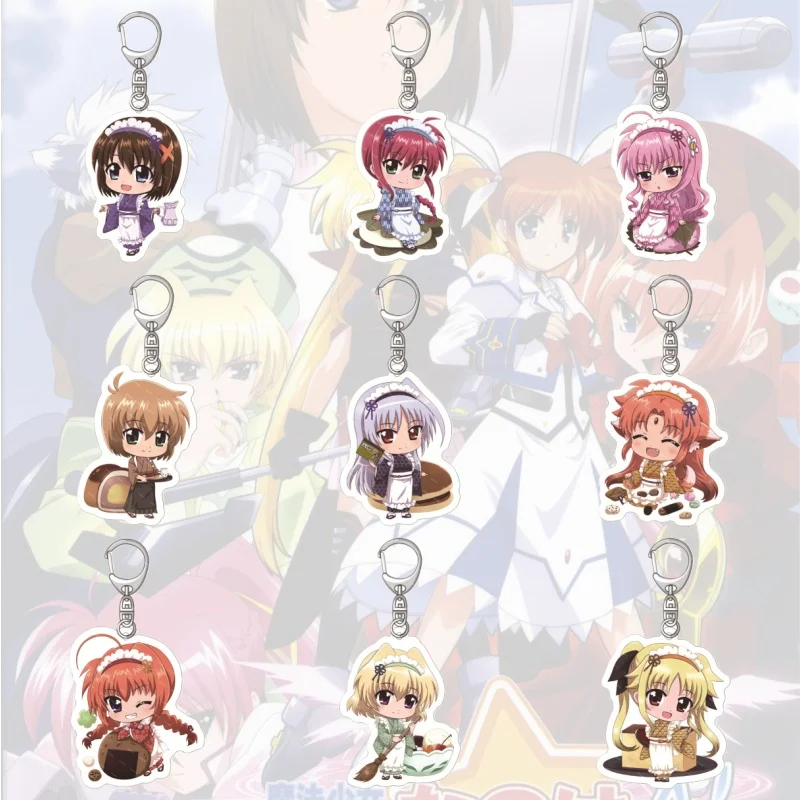 Акриловые брелоки-аксессуары: забавные мультяшные подвески для сумок, милые автомобильные брелоки, аниме-коллекция персонажей Magical Girl Lyrical Nanoha