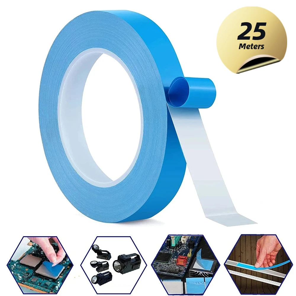 25m Blue Film Thermal Conductive Self-Adhesive, High-Temperature Resistant Computer CPU GPU Double-Sided Thermal Conductive Tape