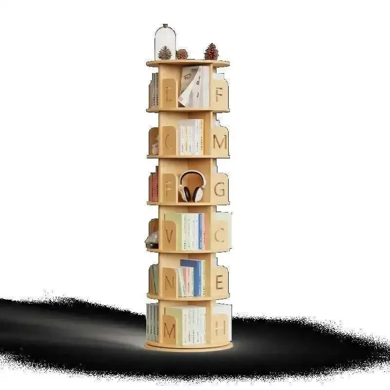 

Vintage Solid Wood Rotating Bookcases Simple Storage Traditional Bookcases Minimalist Standing Librero De Madera Furniture