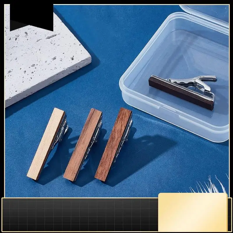 

4 Pcs Wood Tie Clip For Men Natural Tie Bar Fashion Personalized Wooden Tie Slide For Wedding Anniversary Business