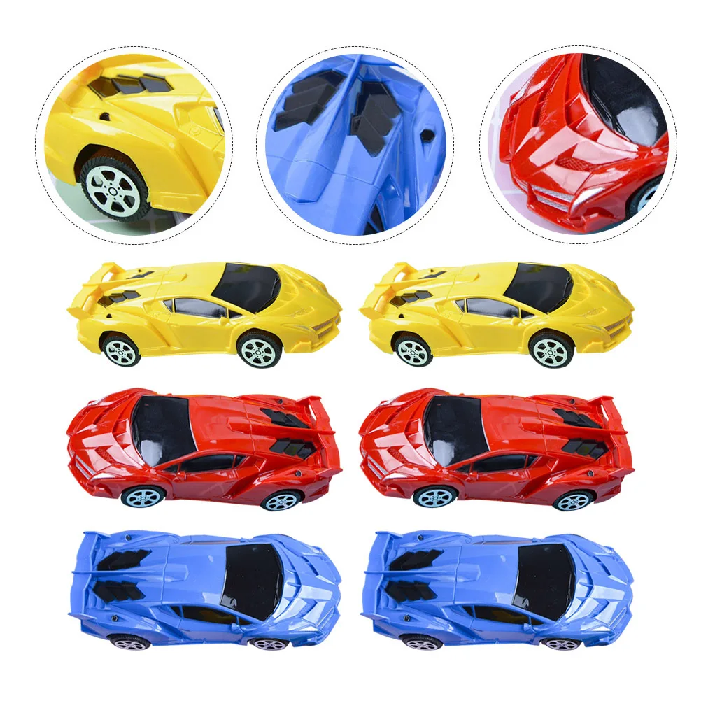 6개입 관성 소형 자동차 만화 푸시 건설 자동차 마찰 동력 어린이 두뇌 발달 생일 선물