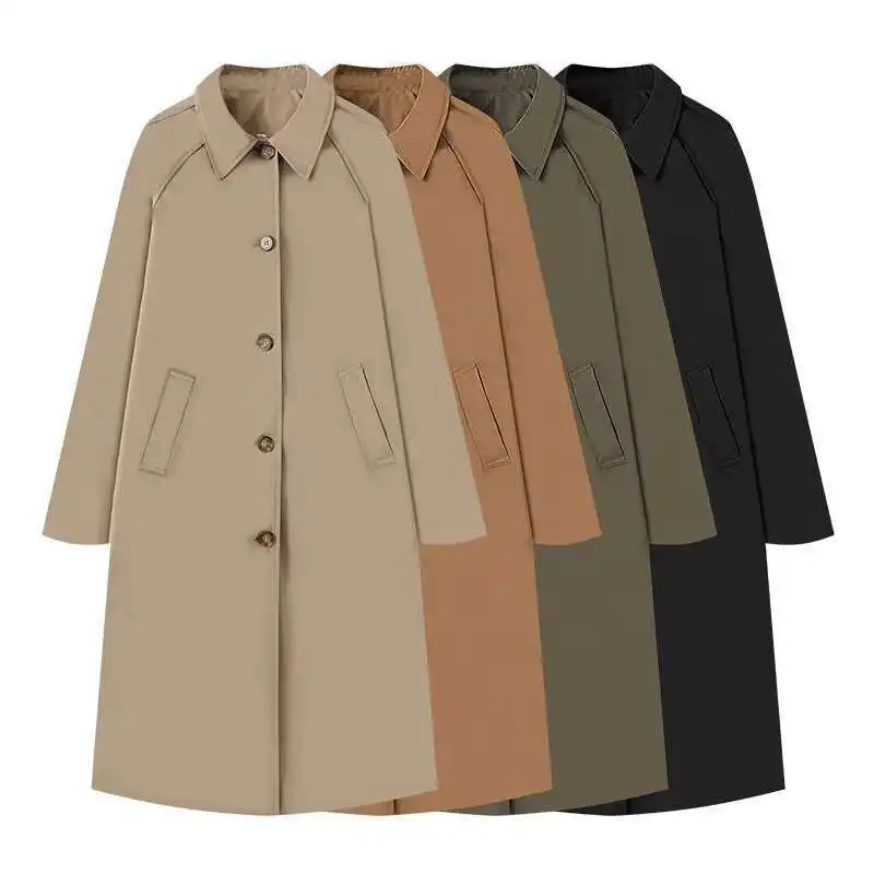 

Trench Women Long Windbreaker Coat Fashion Business Casual Loose Solid Trench England Style Turn Down Collar Jackets Outwear