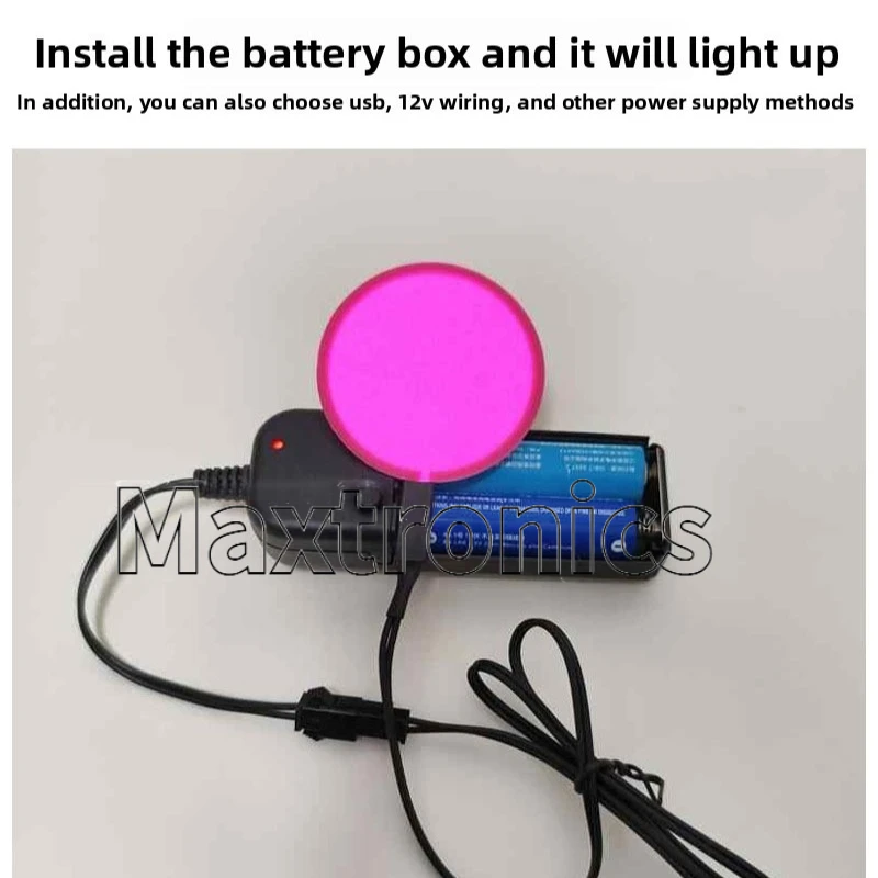 D5cm Ultra-thin EL Circular Cold Light Panel Chip Yellow/ White/ RED/ Pink/ Green 3V/5V/12V for LED Mask Backlight Party Decor