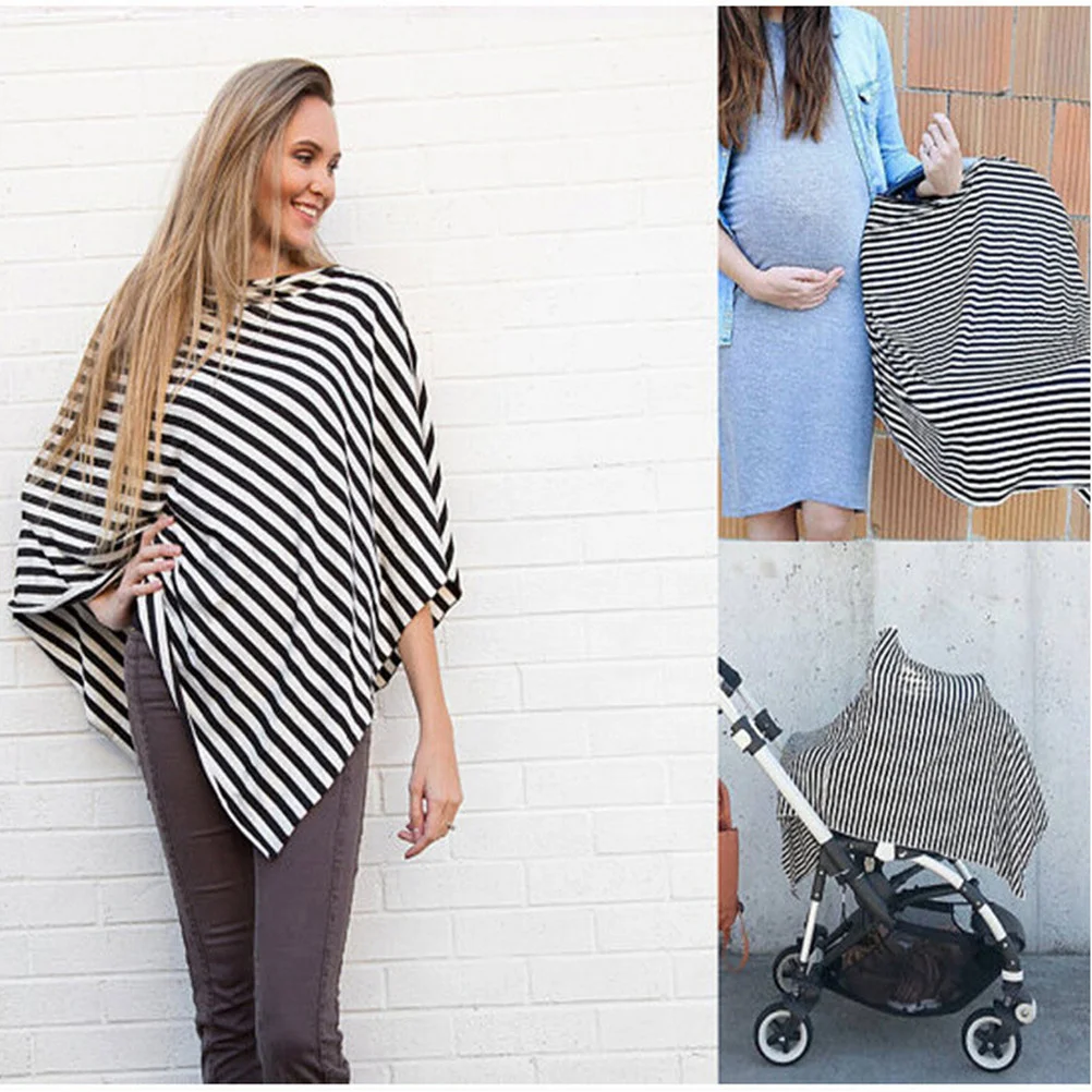 Stillbezug, Schal, dehnbarer Stillbezug, Baby-Autositz, Baldachin, Kinderwagen, Autositzbezüge, schwarzer Schal für Jungen und Mädchen