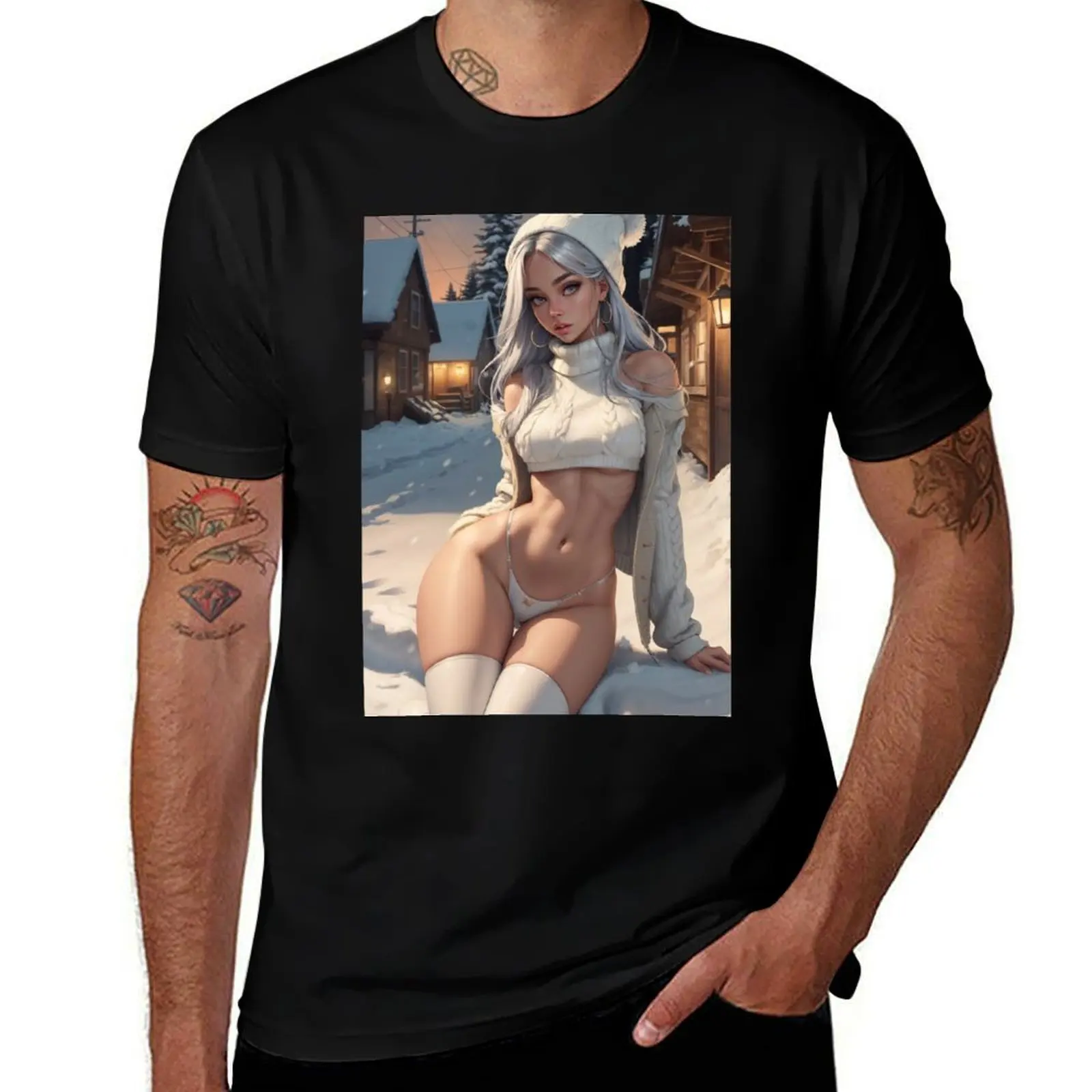 Winter waifu-Chilly evening T-Shirt Casual Fashion Print Tee Top T-Shirt