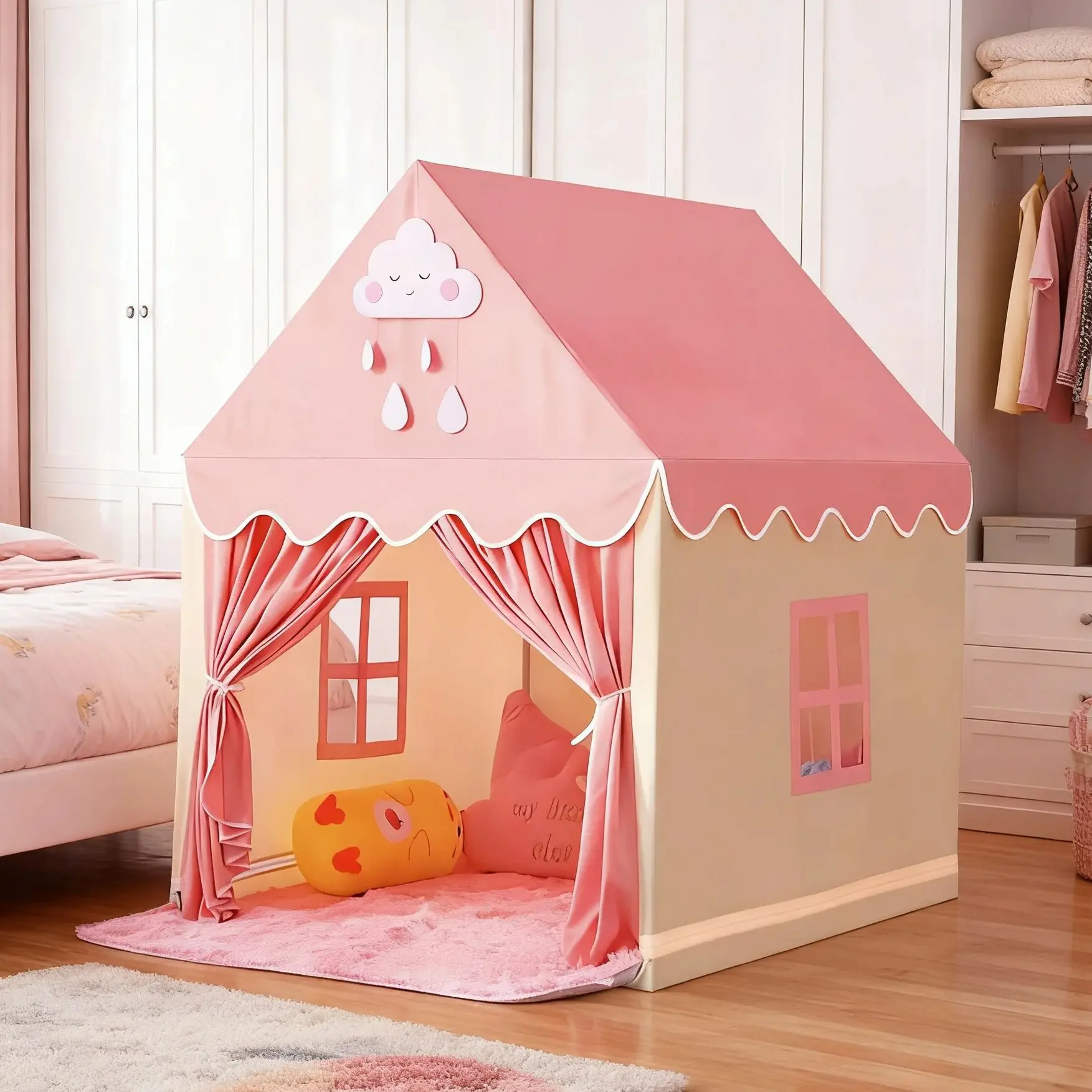 Tenda da castello principessa rosa Tenda per bambini Stile casa Casa da gioco per bambini Giocattolo interattivo genitore-figlio Regalo perfetto (tenda singola)