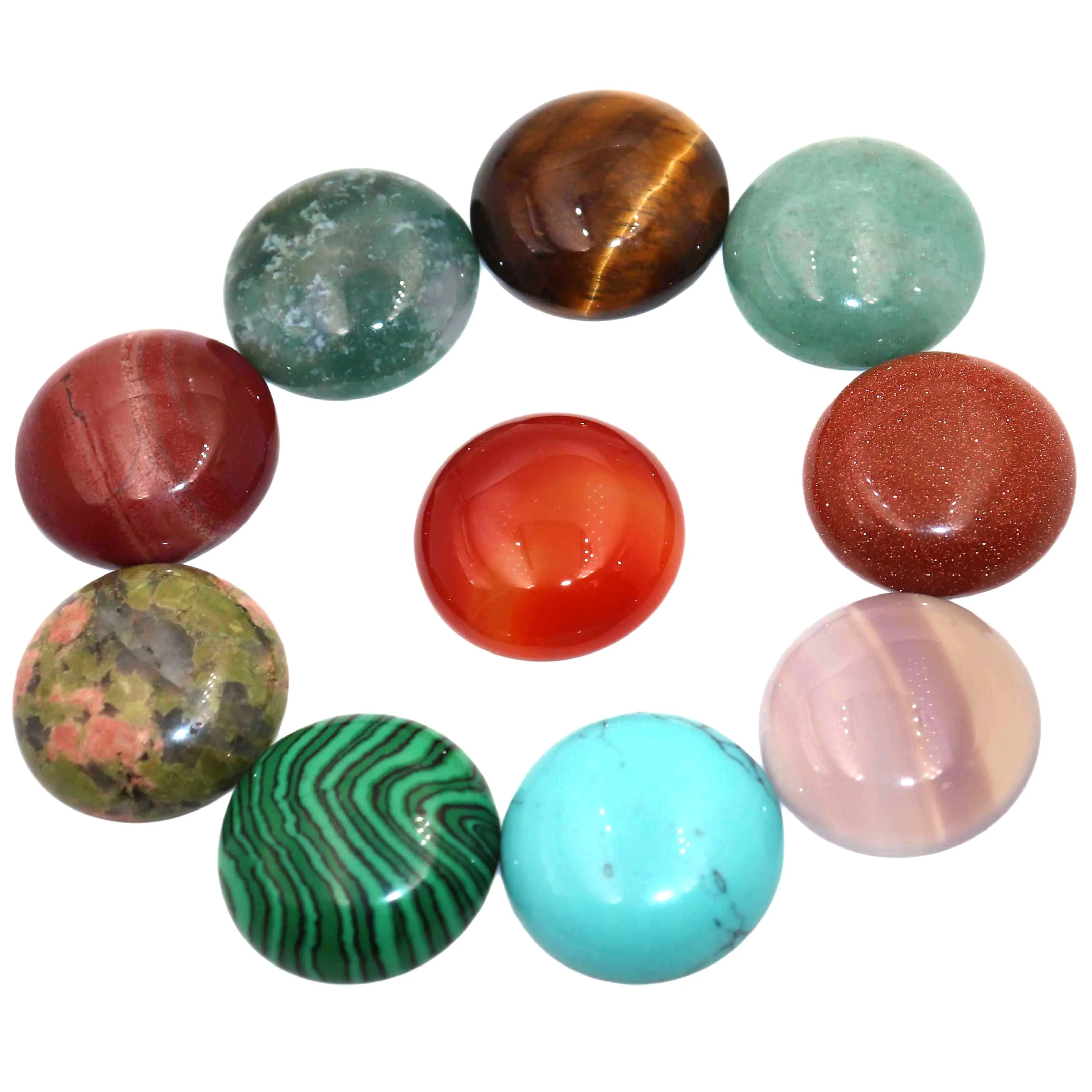 5PCS / Lot 25MM CAB Cabochon Natural Stone Beads For Jewelry Making Agates Turquoises Aventurine Fit Diy Necklace