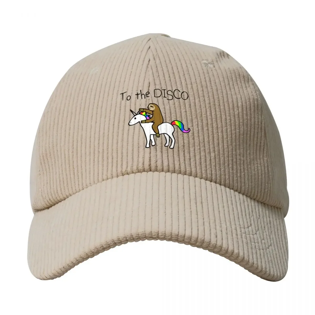 To The Disco! (Sloth Riding Unicorn) Corduroy Baseball Cap Cap fishing hat Hood Hats For Men Women's