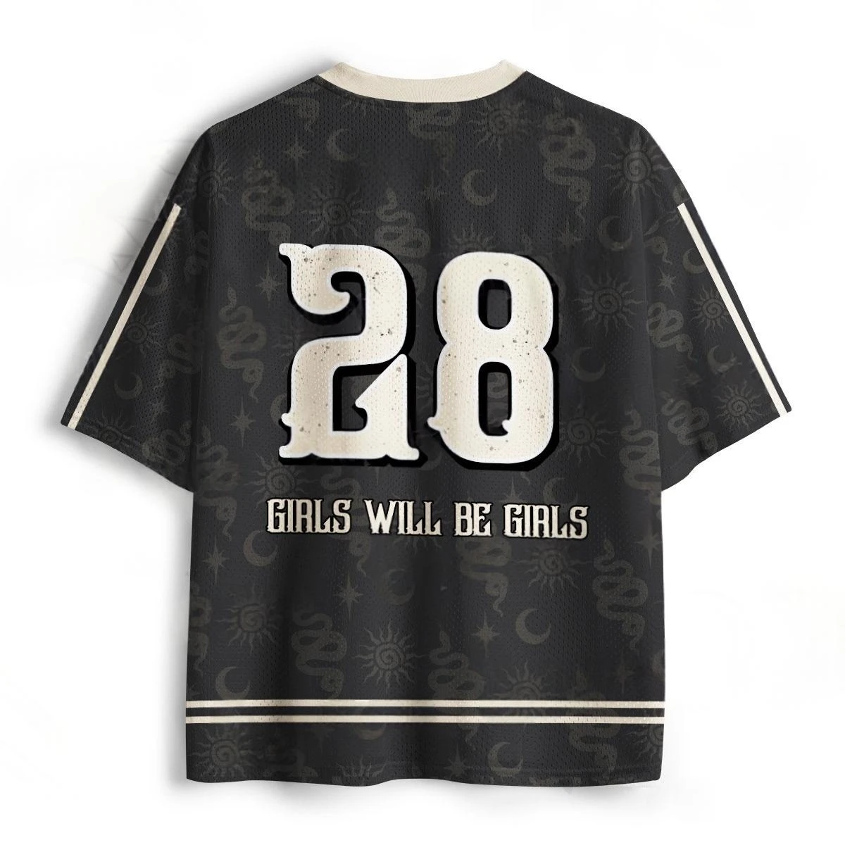 Vintage Five Witches Number 28 Football Jersey Snake Moon Print Gothic Halloween Sports Tee