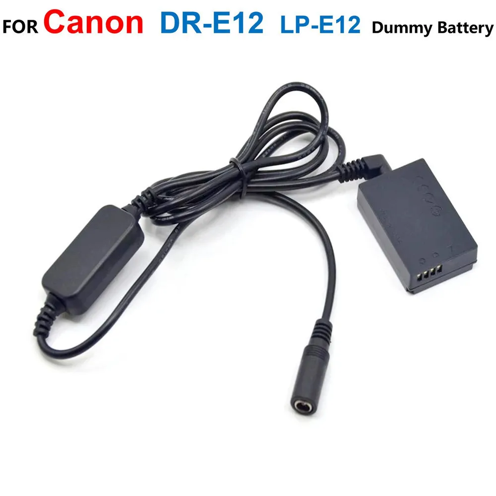 

12V-24V Step-Down Power Cable+DR-E12 DC Coupler LP-E12 Fake Battery Adapter For Canon EOS M M2 EOS-M50 EOS M10 M50 M100 Camera