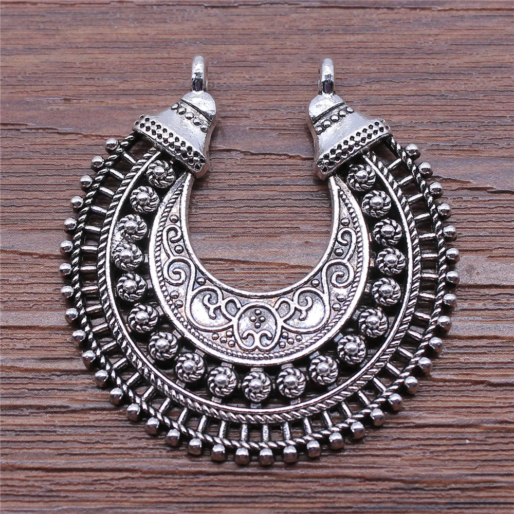 WYSIWYG 2szt Ocena biżuterii Handmade Craft Kolczyki wisiorek Charms Antyczny Srebrny Kolor 39x40mm — zdjęcie 6