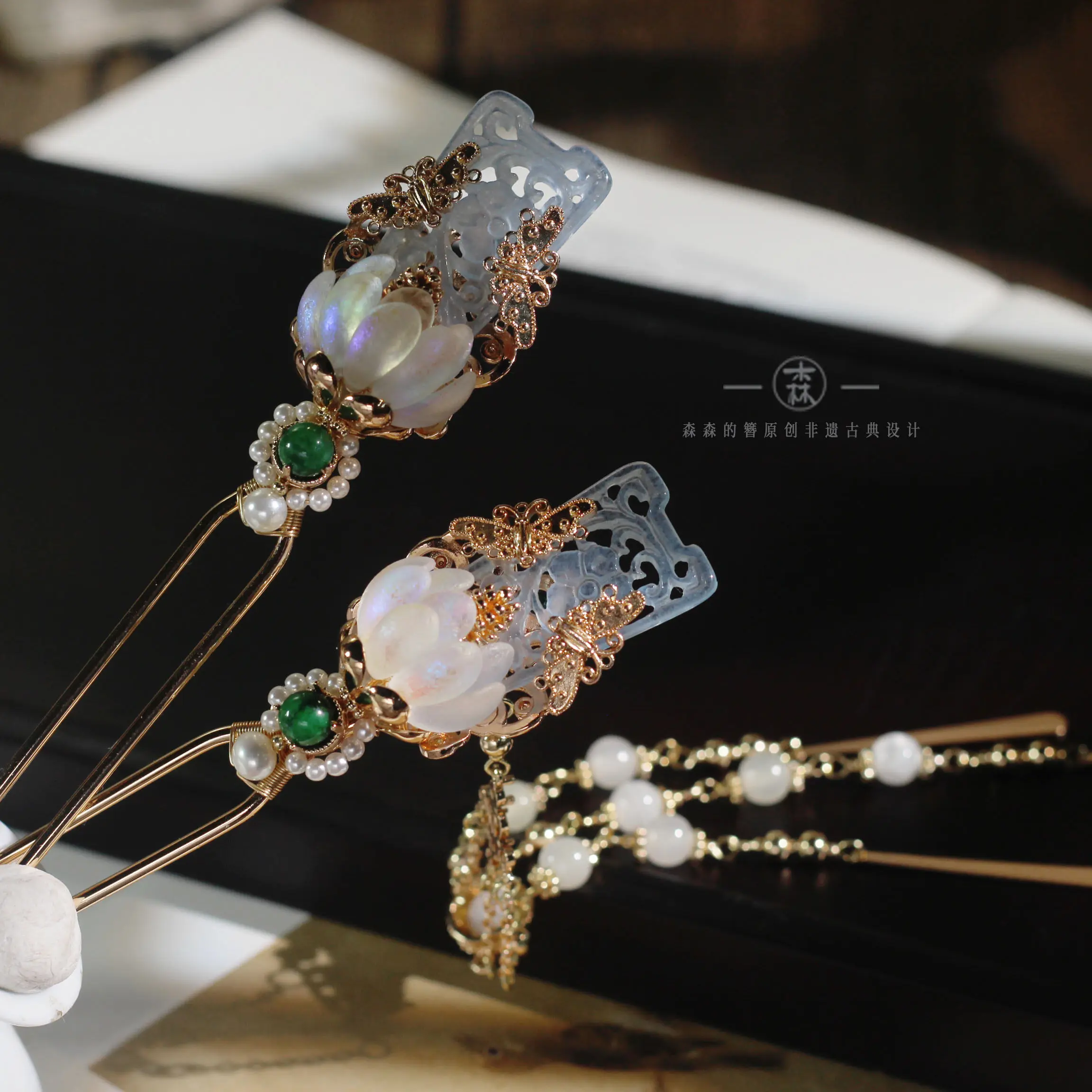 

Original Ancient Style Hair Accessory for Hanfu, Vintage Pearl Tassel Hair Stick
